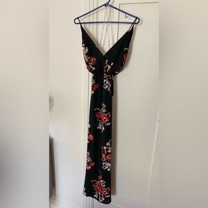 LUSH || Black and Red Chiffon Floral Dress || Size XS